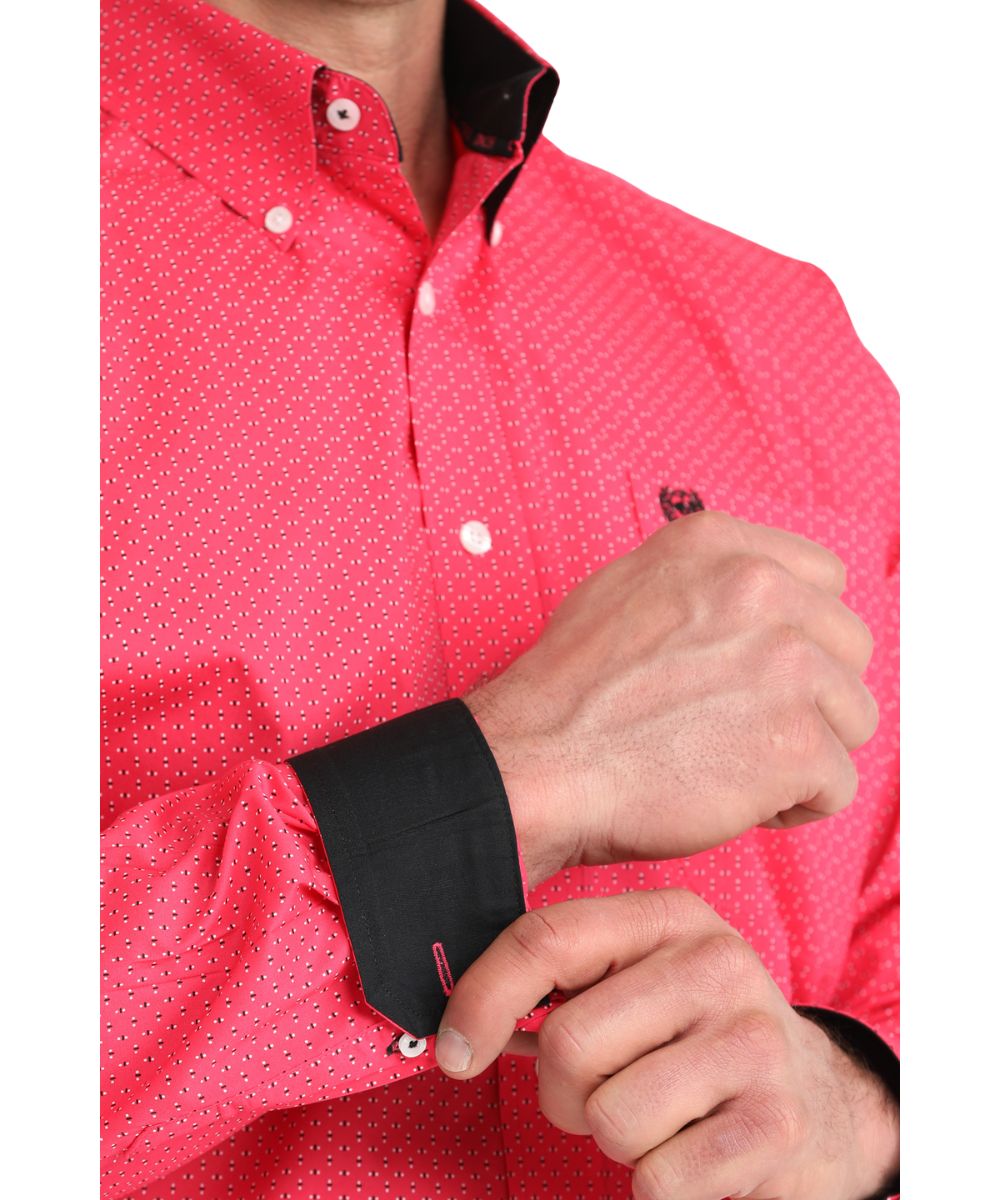 Cinch Men's Pink Geometric Button Down Shirt