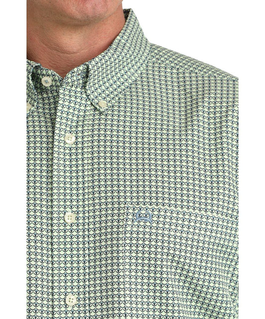 Cinch Men's Green Geometric ArenaFlex Button Down Shirt