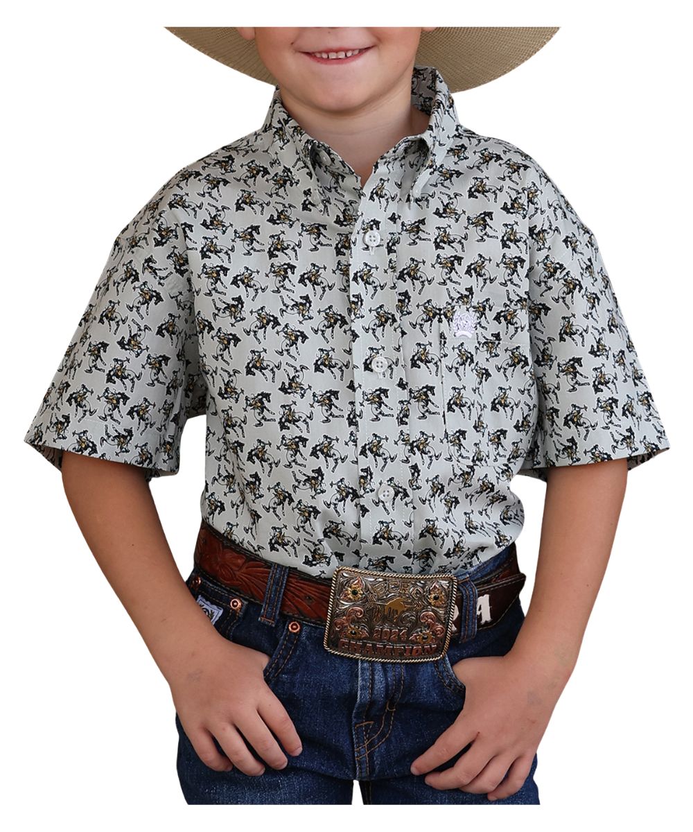 Cinch Boys' Gray Bronc Button Down Shirt