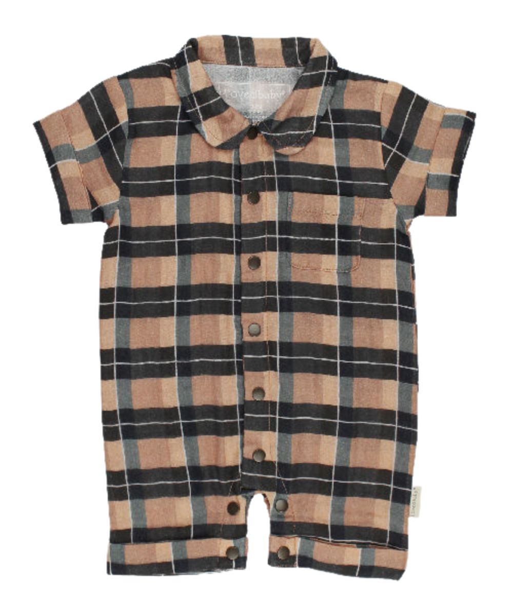 L'oved Baby Infant Boys' Plaid Coverall