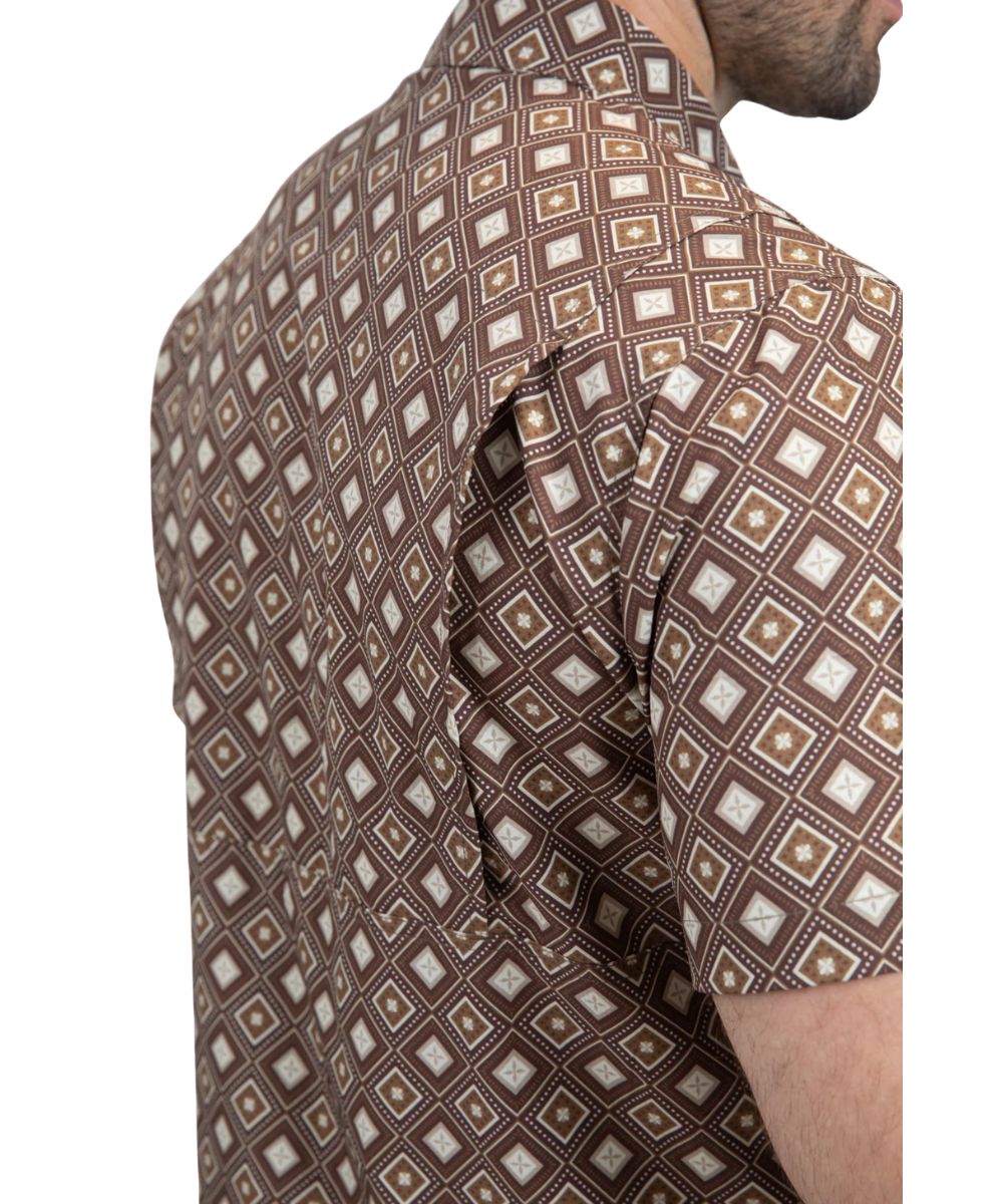 Platini Men's Brown Performance Button Down Shirt