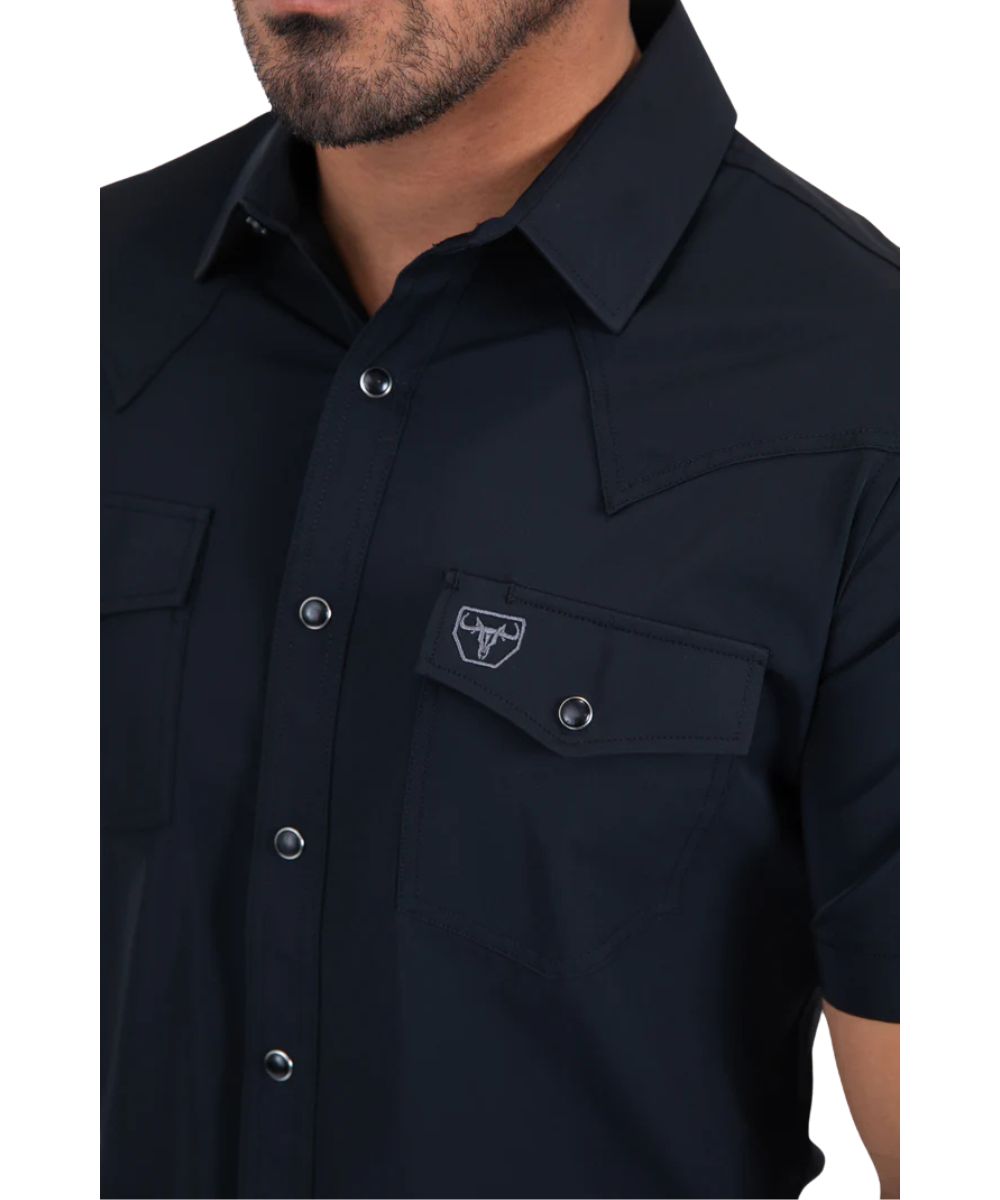 Platini Men's Black Performance Western Snap Shirt