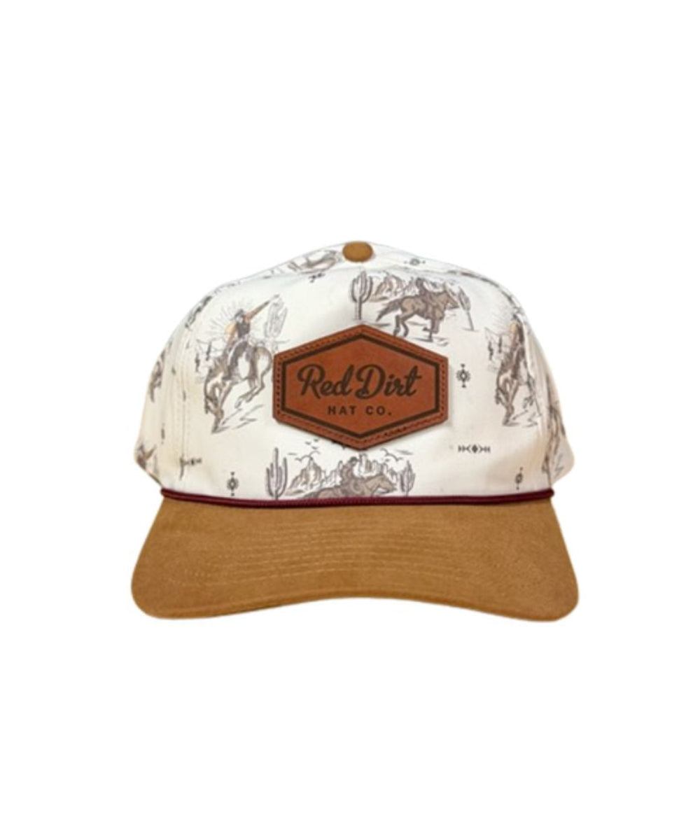 Front view featuring the western print and leather logo patch
