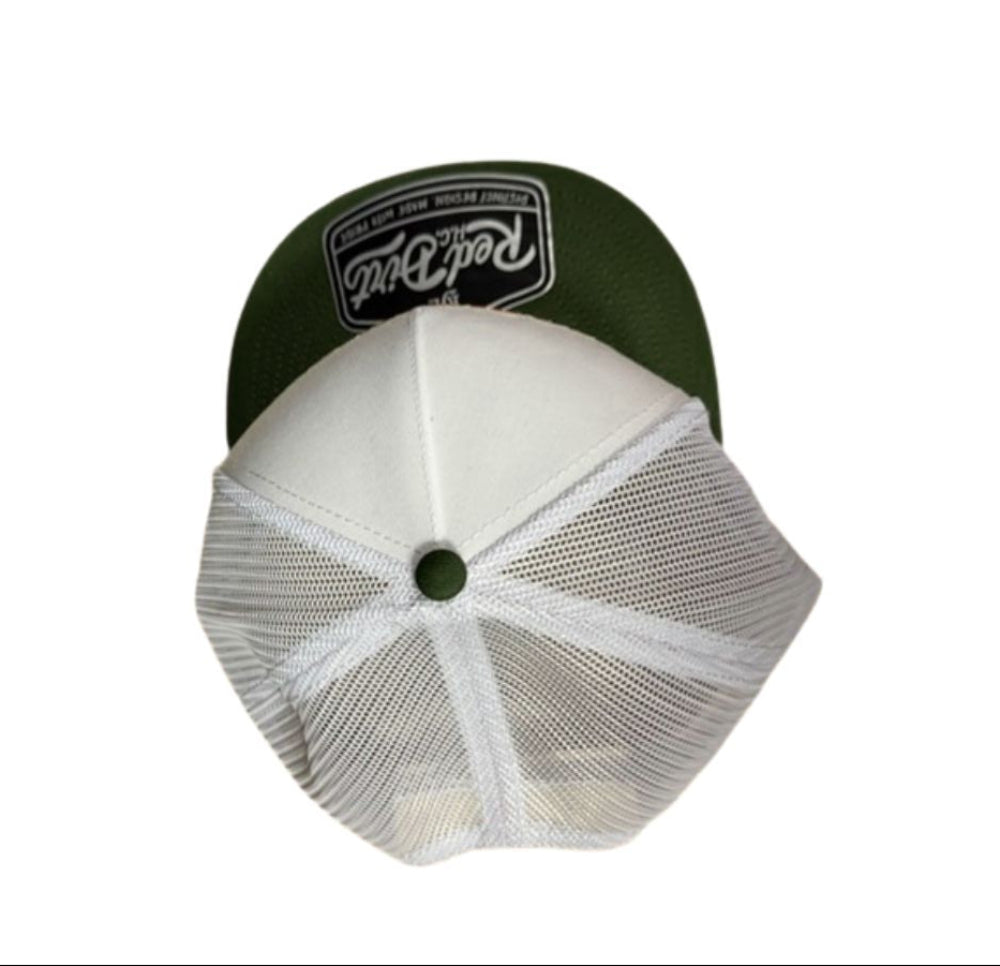 Aeriel view of the white and olive cap