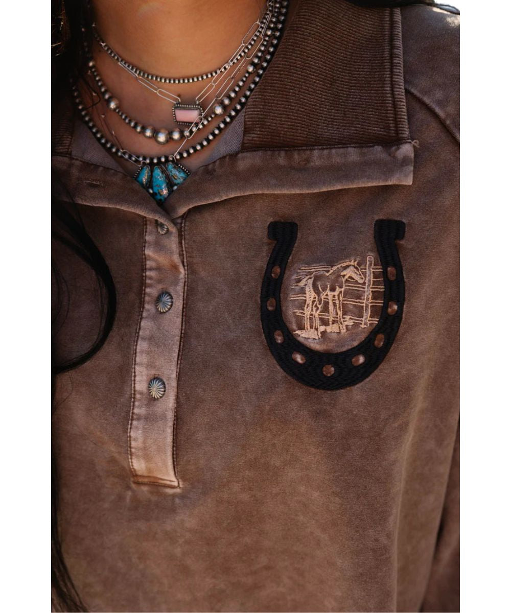 2 Fly Co Women's Rowel 'Em Up 1/4 Button Pullover