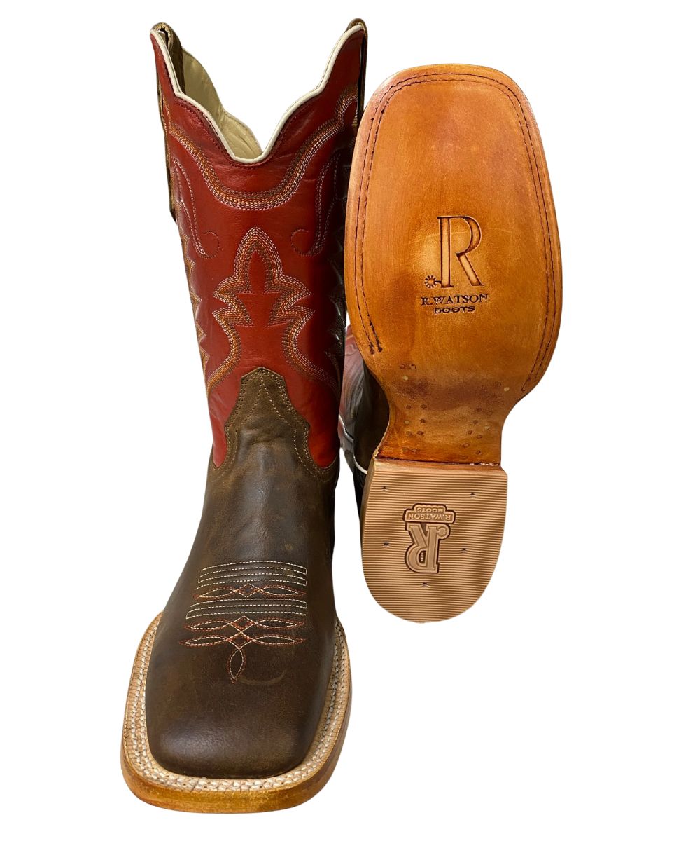 R. Watson Men's Cowhide Wide Square Toe Boot