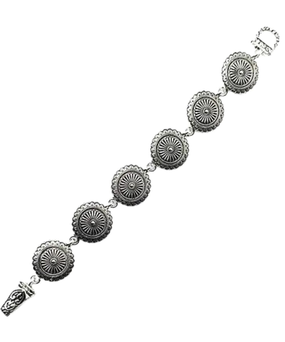 Women's silver tone western concho magnetic bracelet