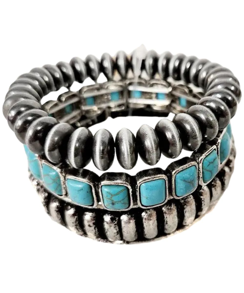 Snowing West Women's Western 3 Layer Stackable Stretch Bracelet