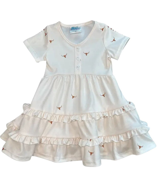 Girl's Tiered Ruffle Skirt Dress In White