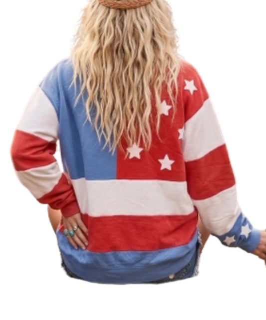 Stars And Stripes Printed Women's Americana Sweatshirt