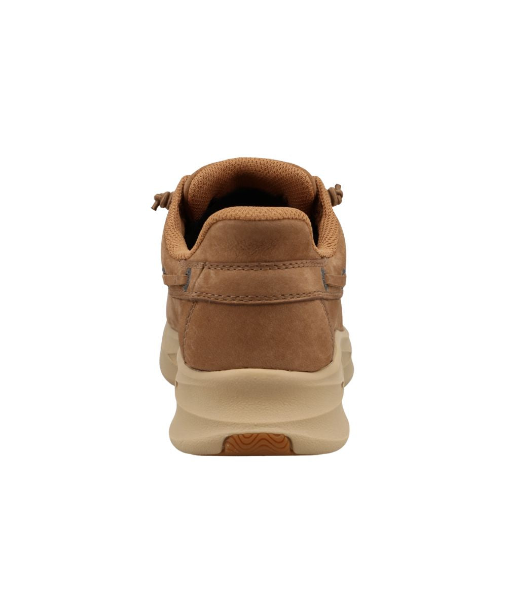 Heel view of the flat heel on the women's casual shoe