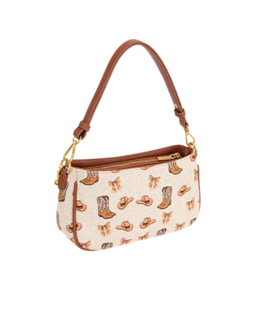 Women's Tan Rodeo Icons Shoulder Bag With A Removable Shoulder Strap