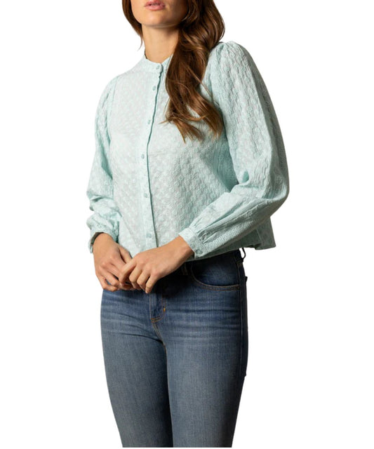 Ice Blue Textured Daisy Print