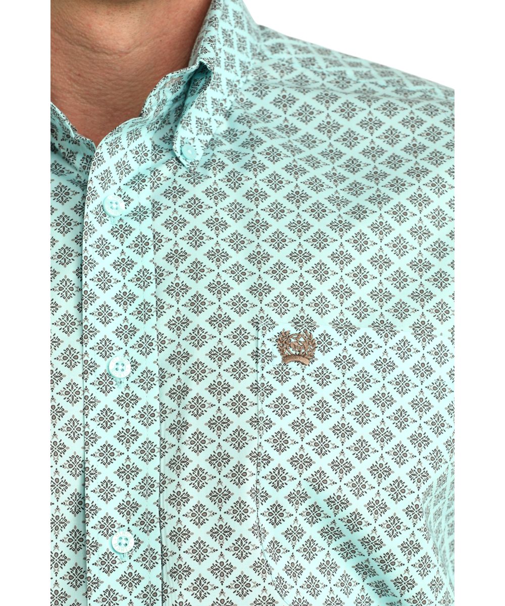 Cinch Men's Turquoise Geometric Button Down Shirt