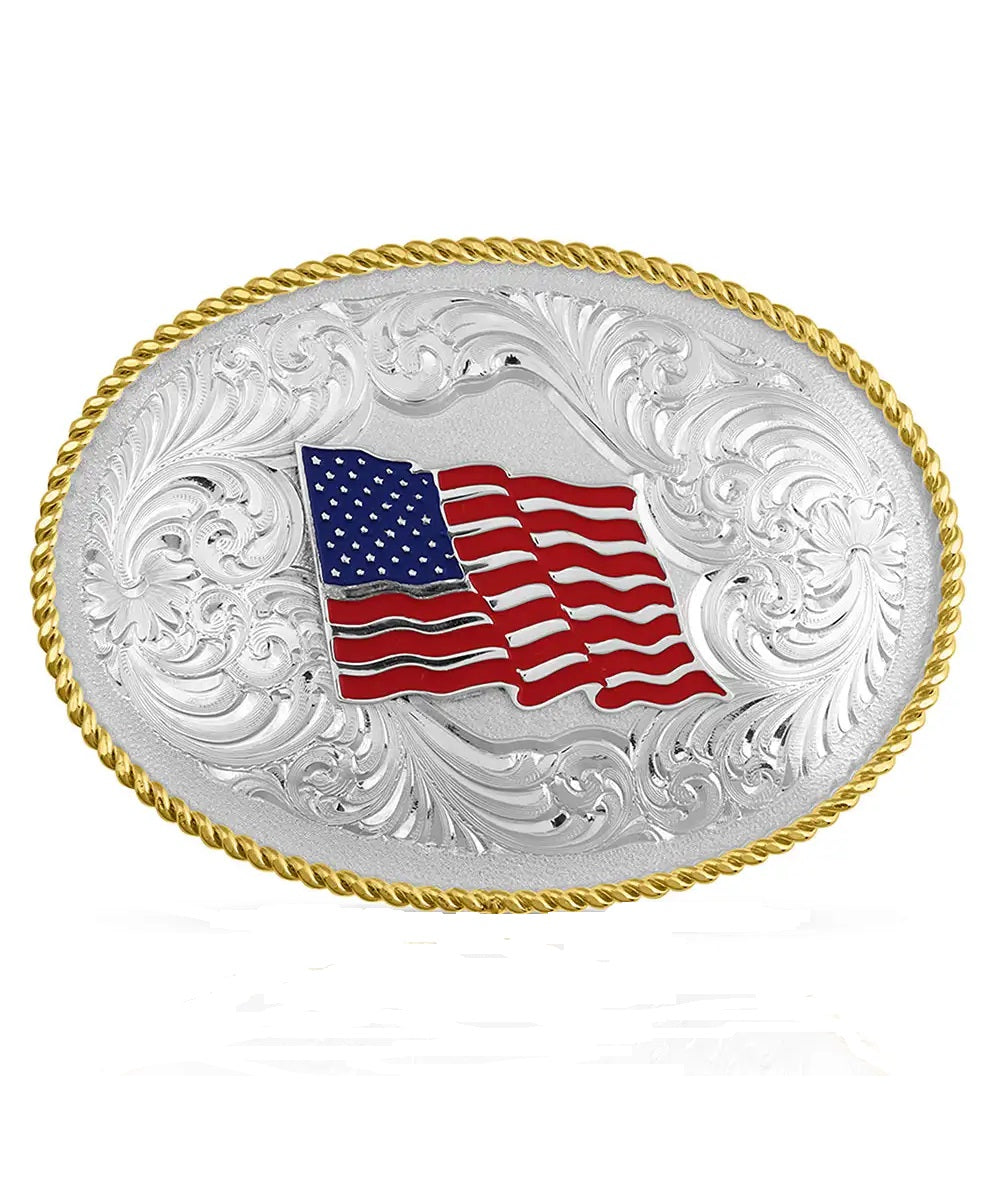 Montana Silversmiths Fly Free USA Flag Buckle- Style #1340-874 ! desc : ! caption :