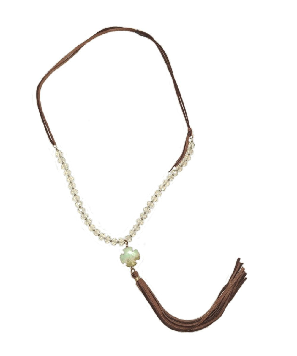 J. Forks Designs Women's Clear Crystal Beaded Necklace- Style #16093 ! desc : ! caption :