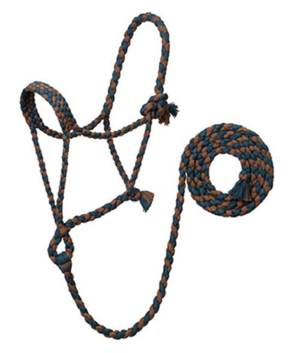 Weaver Leather EcoLuxe Braided Rope Halter With 8' Lead Brown/Indigo Blue- Style #35800-50-113 ! desc : ! caption :