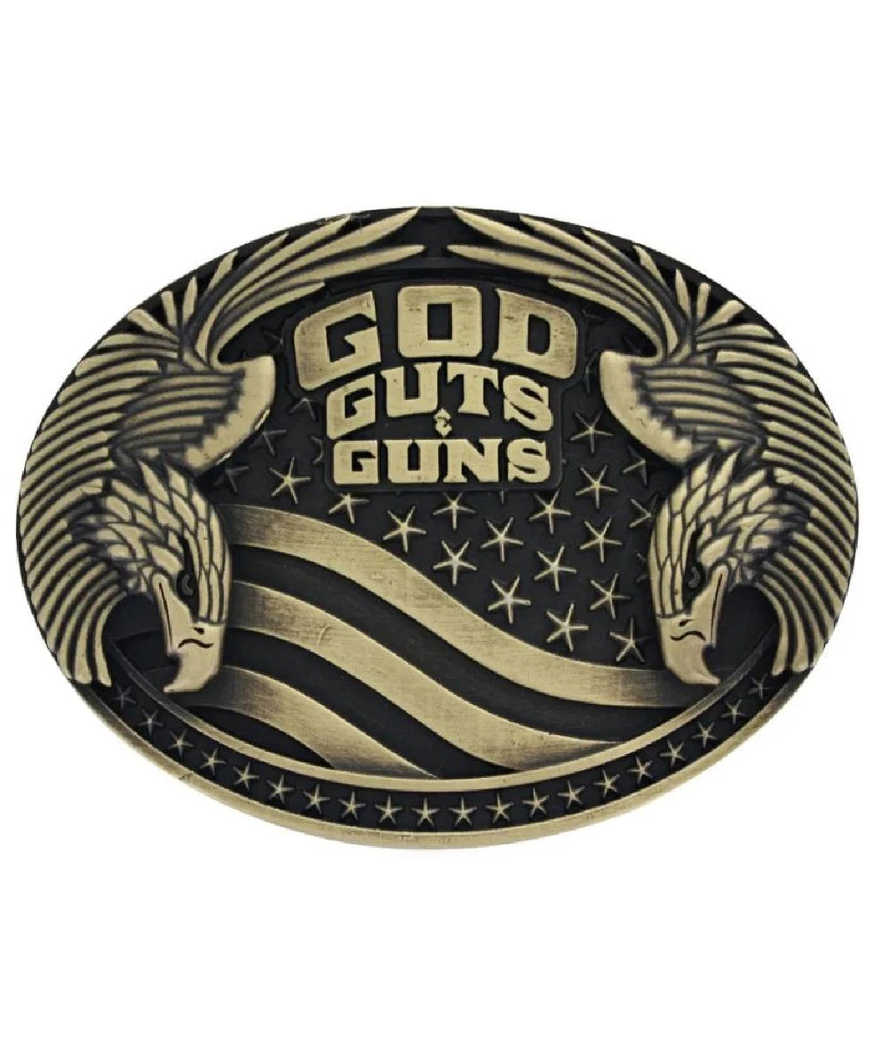 Montana Silversmiths Men's God, Guts, & Guns Attitude Buckle- A856 ! desc : ! caption :