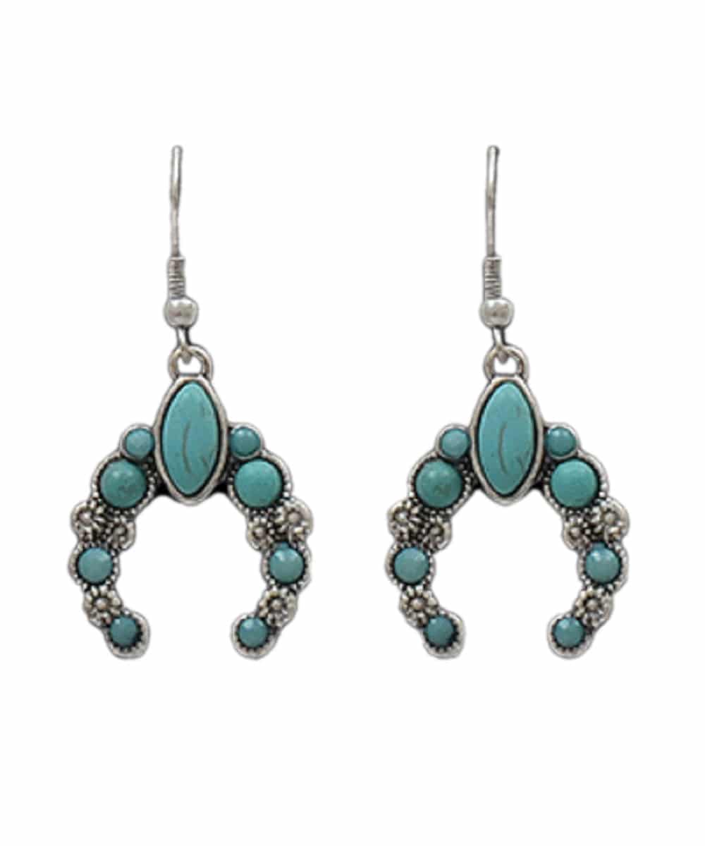 M&F Western Women's Silver Strike Squash Blossom Earrings- Style #DE0506SBTQ ! desc : ! caption :