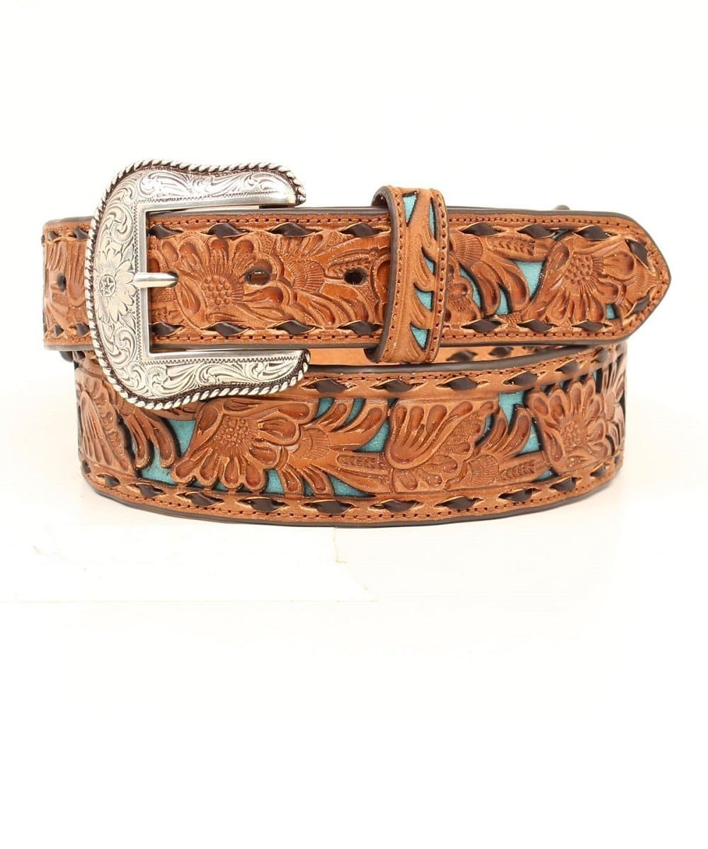 M&F Western Men's Nocona Pierced Tapered Belt- Style #N2414608-BROWN ! desc : ! caption :