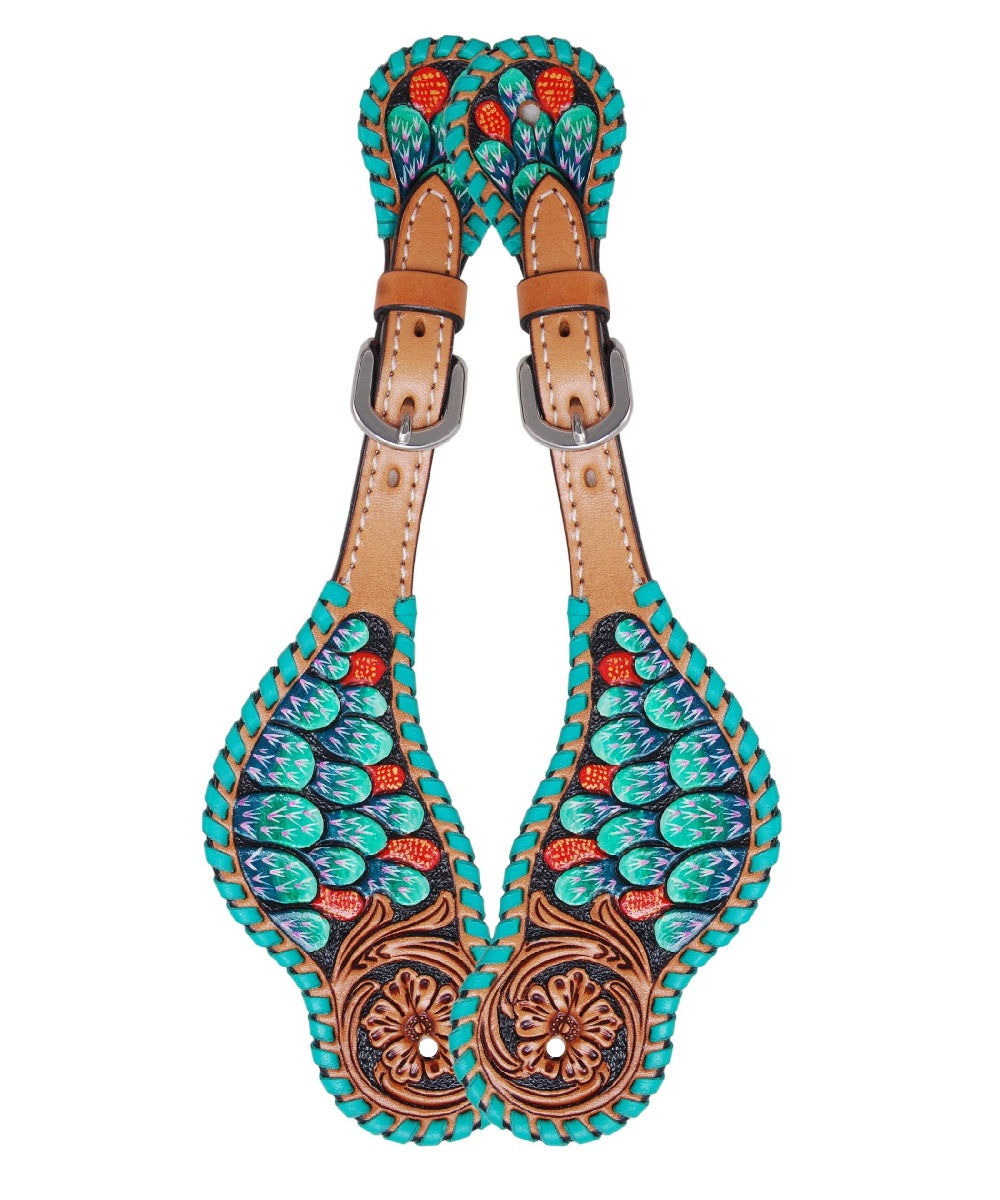 Rafter T Ranch Women's Painted Cactus Spur Straps- Style #SS477 ! desc : ! caption :