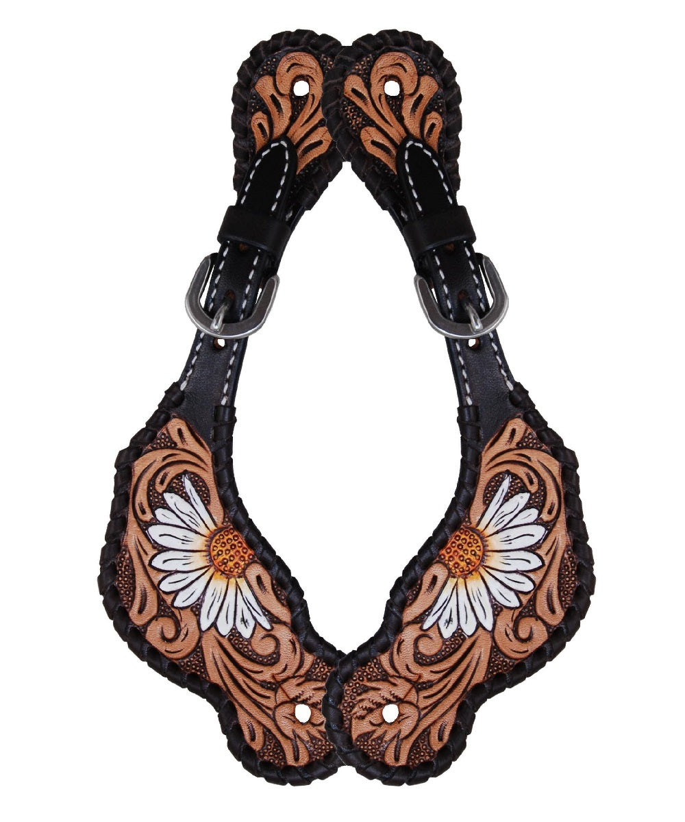 Rafter T Ranch Ladies Painted Daisy Spur Straps- Style #SS609 ! desc : ! caption :