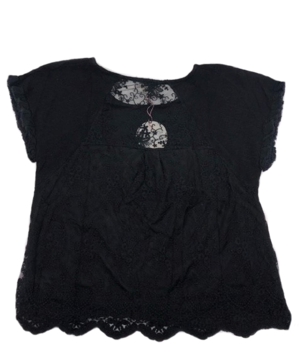 Umgee Women's Black Lace & Ruffle Top- Style #A6246 ! desc : ! caption :