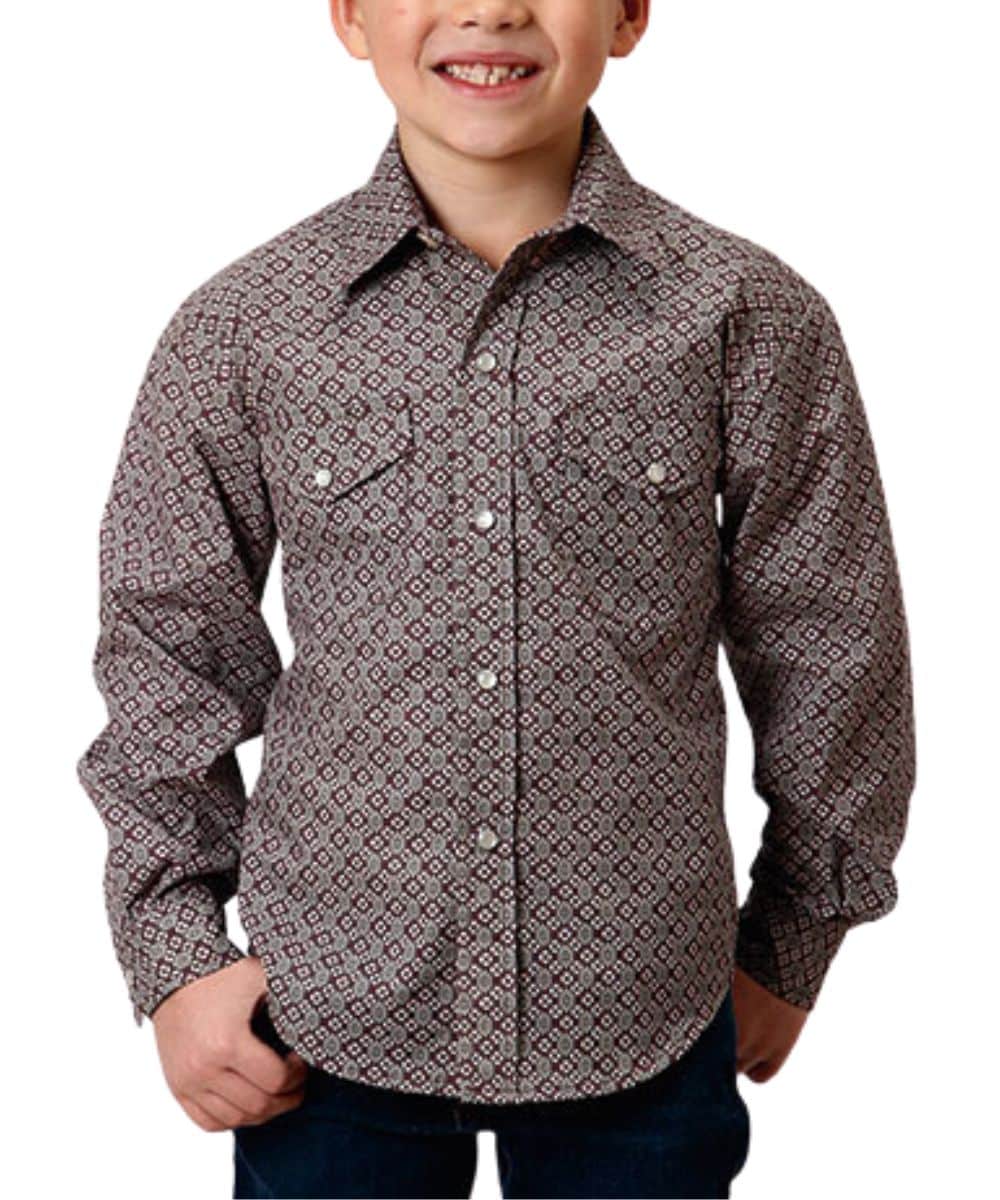 Roper Boys' Wine Snap Shirt