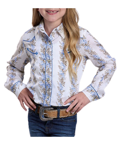 Roper Girls' Floral Striped Western Snap Shirt