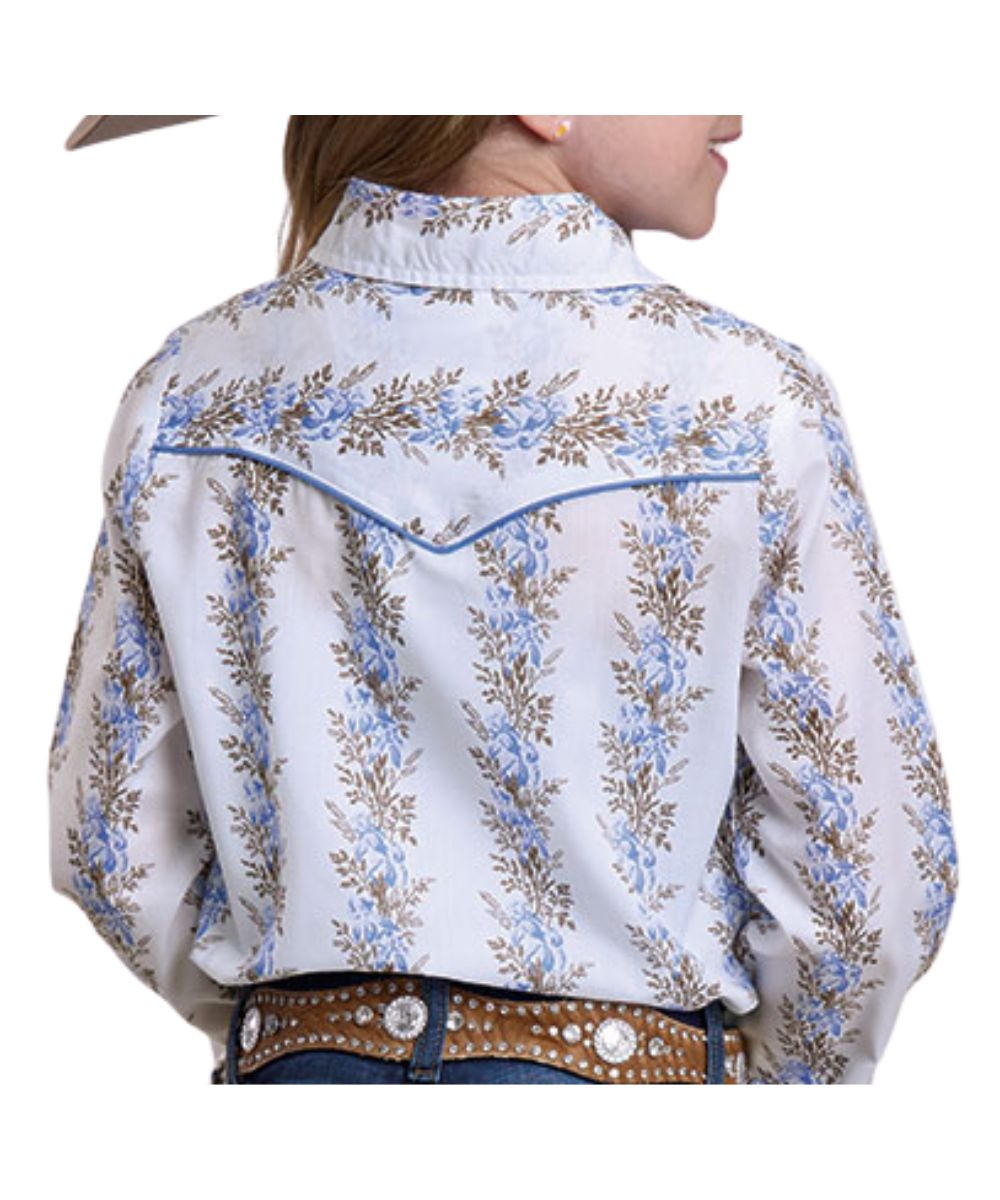 Roper Girls' Floral Striped Western Snap Shirt