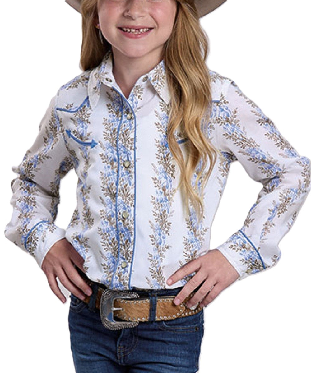 Roper Girls' Floral Stripe Snap Shirt
