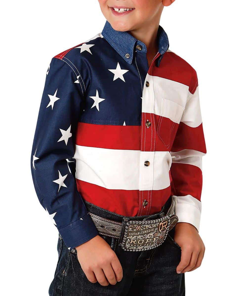 Roper Boys' Americana Button Down Shirt - Cowpokes Work and Western