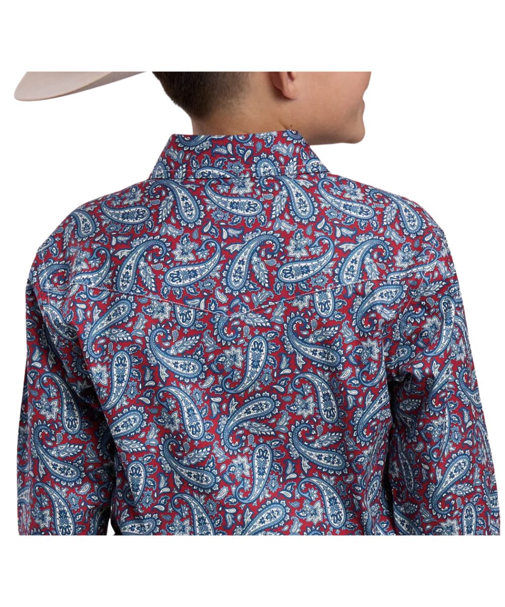 Roper Boys' Red American West Snap Shirt