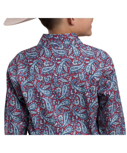Roper Boys' Red American West Snap Shirt