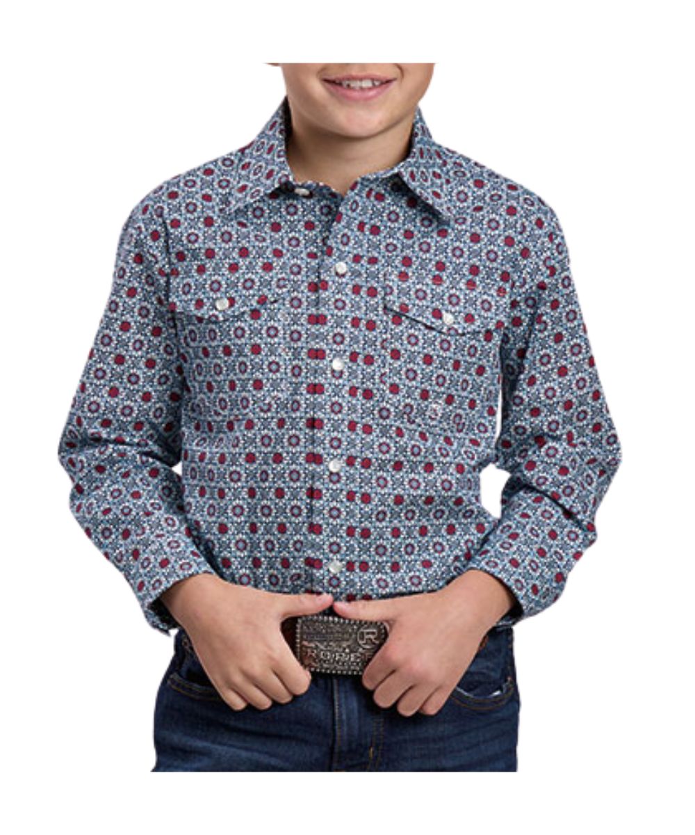 Roper Boys' Blue American West Snap Shirt