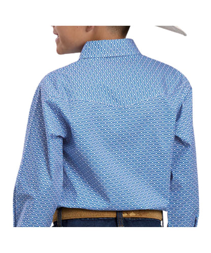 Roper Boys' Blue Geometric Western Snap Shirt