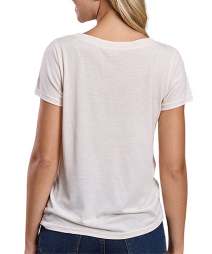 Back view of women's cactus tee in solid white/cream.