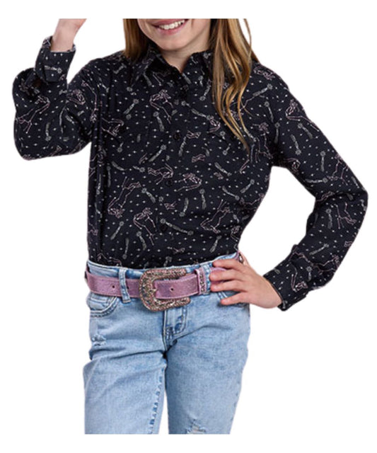 Roper Girls' Constellations Button Down Shirt