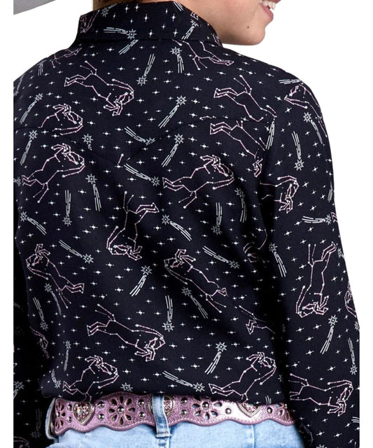 Roper Girls' Constellations Button Down Shirt