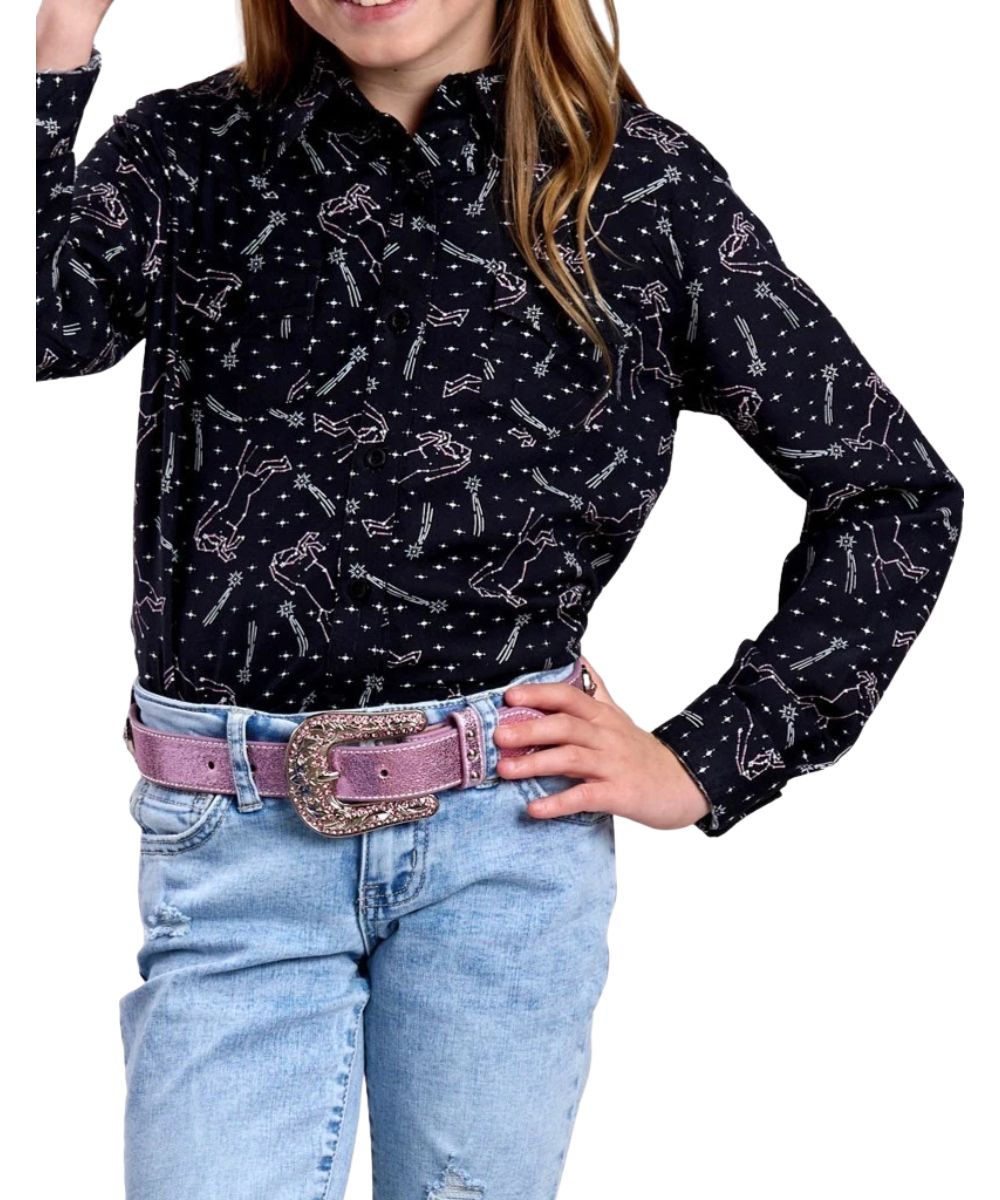 Roper Girls' Constellations Button Down Shirt