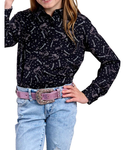 Roper Girls' Constellations Button Down Shirt