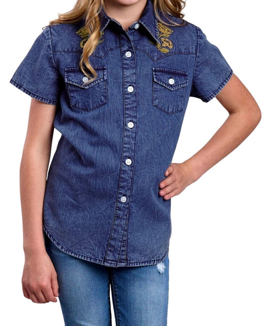 Roper Girls' Denim Blouse