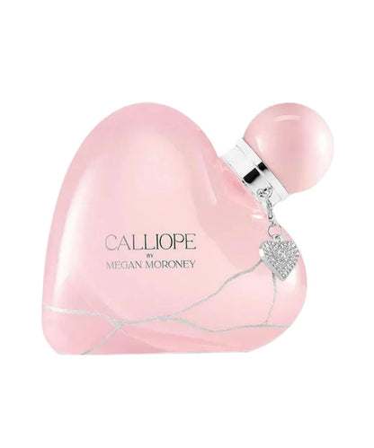 Front view of the women's Calliope Eau De Parfum By Megan Moroney from Roper featuring the 30ml heart shaped perfume spray bottle