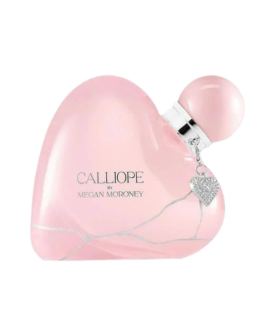 Front view of the women's Calliope Eau De Parfum By Megan Moroney from Roper featuring the 30ml heart shaped perfume spray bottle