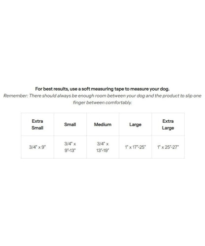 Terrain D.O.G. Patterned Snap-N-Go Neoprene Lined Dog Collar size guide