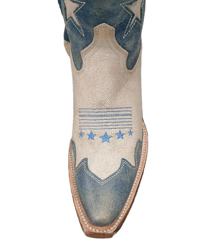 Blue Star Embroidery On The Vamp Featuring A Pointed Snip Toe