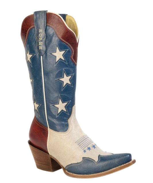 13" Women's Americana Boot Featuring White Star Inlays On The Shaft