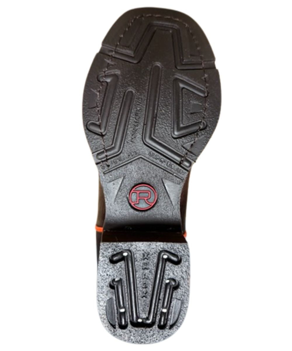Sole view of the non-marking, slip resisting rubber outsole
