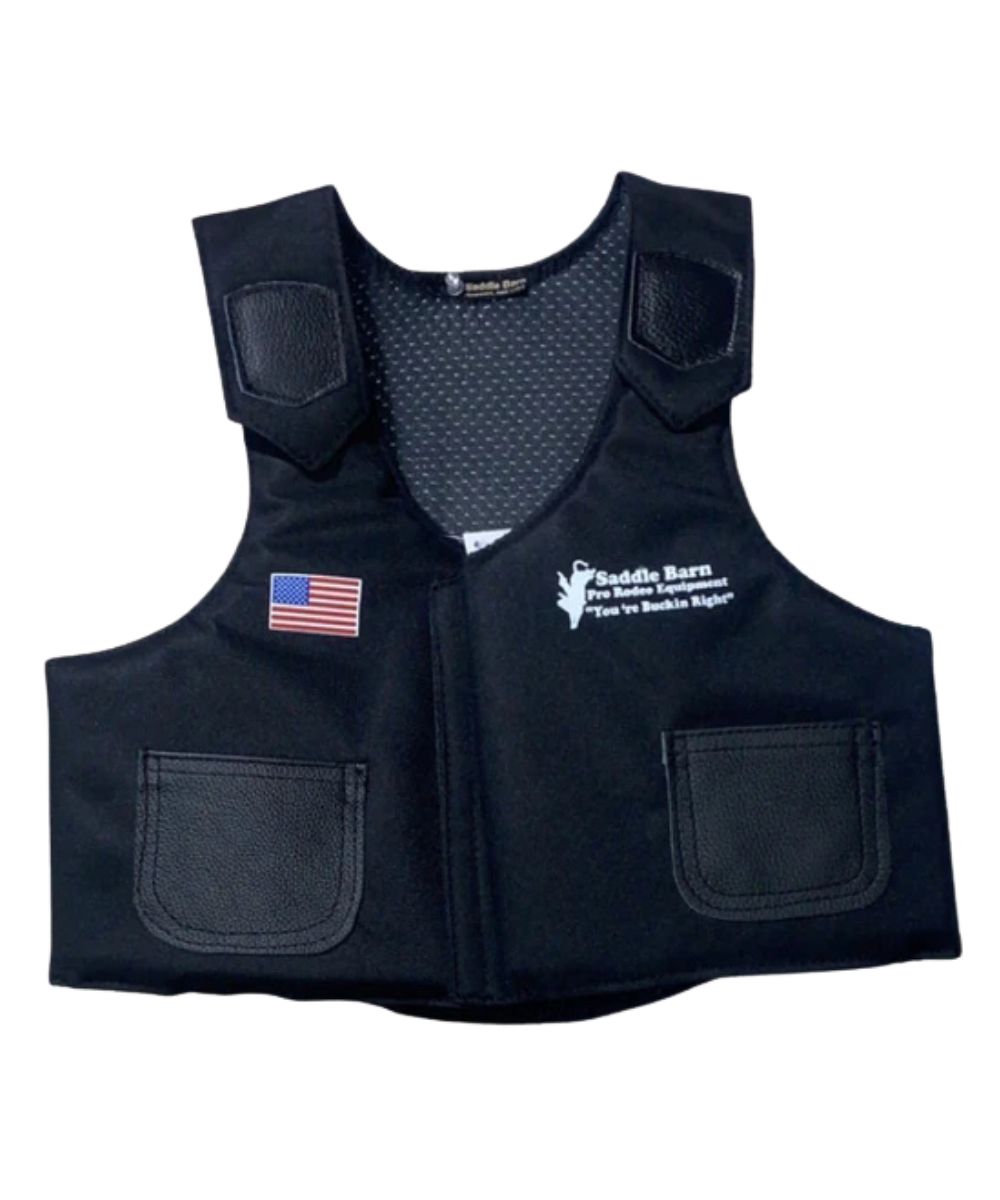 Front view of the junior's Cordura protective vest featuring Velcro adjustments