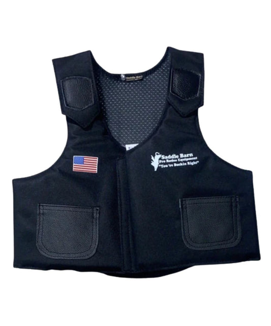 Front view of the junior's Cordura protective vest featuring Velcro adjustments